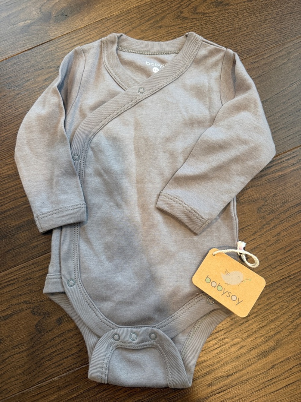 babysoy Gray Long Sleeve Wrap Bodysuit Size 3-6 Months NWT - C39-000